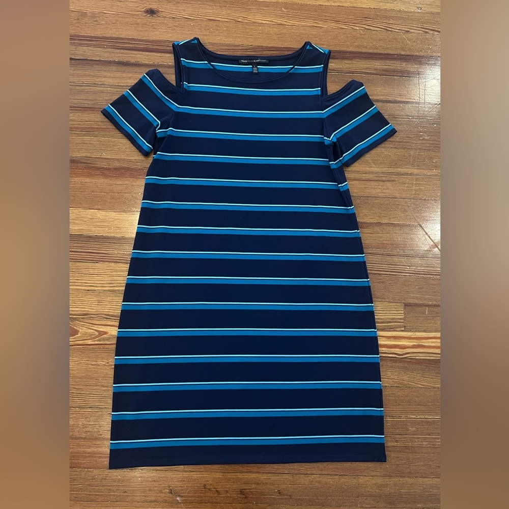 WHBM Striped Cold Shoulder Dress